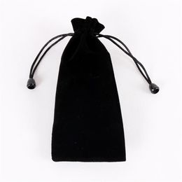 Newly Purple And Black Long Velvet Bags 7 5x18cm Drawstring Gift Pouches Favour Comb Lipstick Storage High Quality Bags 25pcs lot2595