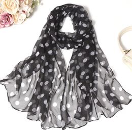 Scarves Classic Black And White Silk Scarf Woman Spring Autumn Polka Dot Shawl Long Versatile Air Conditioning315G