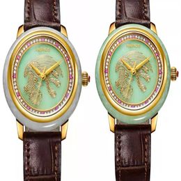 2021 new Hetian jade jasper color watch female luminous niche waterproof leather289x