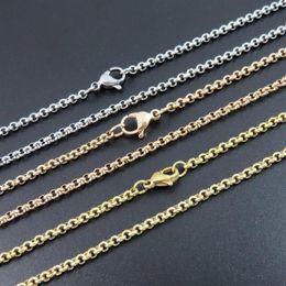 Chains Necklace Women Stainless Steel Long Men Fashion Rose Gold Chain Pearl Jewelry On The Neck Whole205Q