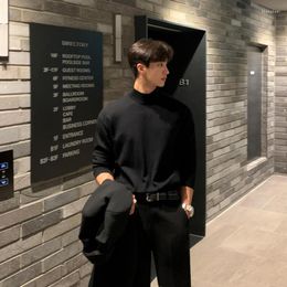 Men's Sweaters Men Sweater Loose Long Sleeve Solid Pullovers Mock Neck Spring And Autumn Knitwear Thin Fashion Bottoming Knitted B100