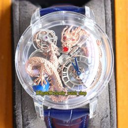 eternity Watches RRF Latest AT125 80 DR UA B EPIC X CHRONO Skeleton 3D Rose Gold Dragon pattern Dial Swiss Quartz Mens Watch Cryst208B