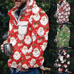 Men's Hoodies Male Autumn And Winter Christmas Printed Sweatshirt Santa Double Wool Retro American Hiking Casual