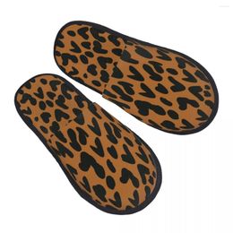 Slippers Winter Warm Women Men Plush Flat Indoor Leopard Print Furry Home Non-slip Shoes