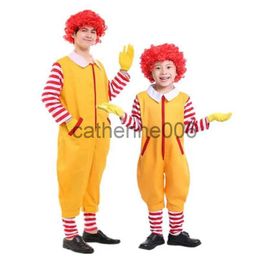 Special Occasions Halloween Christmas Cosplay Parent-Child Clown Costume Props Party Stage Performance Fastfood Yellow Clown Clothing for Kids x1004