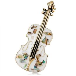 Pins Brooches Guitar Violin White Gold Shell Enamel Women Alloy S Banquet Brooch Gifts Drop Delivery Jewelry Dho51