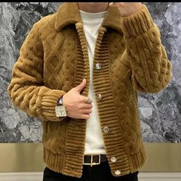 Erkek kazak ceketi sonbahar moda yaka örgü hırka jumper ceket