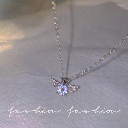 Chains Luxury Clear Crystal Angel Wing Charm Pendant Necklaces For Women Aesthetic Y2K Party Jewellery Gifts DZ369