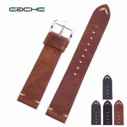Eache Handmade Wax Oil Skin Watch Straps Vintage Genuine Leather Watchband Calfskin Watch Straps Different Colors 18mm 20mm 22mm T261T