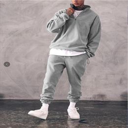 Men's Tracksuits 2021 Mens Sports Suit Polar Fleece Loose Trendy Fashion Hoodie And Sweatpants Casual Style196N