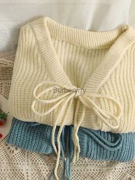 Women's Sweaters HELIAR Women Drawstring Cardigans Knitted Sweater V-Neck Sexy Korean Style Cashmere Sweaters and Cardigans Women Winter 2022L231004