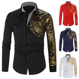 Fashion Long Sleeve Men's Shirts Camisa Masculina Chemise Casual Men Public Club Fancy Shirt Tops2718