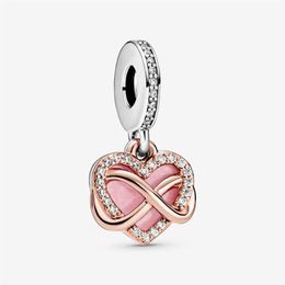 New Arrival 925 Sterling Silver Sparkling Infinity Heart Dangle Charm Fit Original European Charm Bracelet Fashion Jewellery Accesso257D