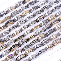 Band Rings Wholesale 20 30 36 50Pcs Lot Fashion Stainless Steel Spinner Rotating Jewellery For Women Men Mix Style Party Gifts 221125 Dhimn