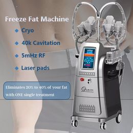 Professional Multifunction Body Sculpture Slimming Fat Freezing Cryotherapy Instrument 4 Cryo Handles + Cavitation RF Laser pads 4 in 1 Device