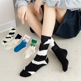 Women Socks Korean Style Harajuku Asymmetrical Cotton Boneless Crew AB Sock Men Street Fashion Personalised Sport Couple Soxs