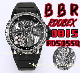 BBR RDDBEX0815 Full Cutout Tourbillon Men's Luxury Watch 45mm*13.5mm, RD505SQ manual winding movement, titanium case natural rubber strap black