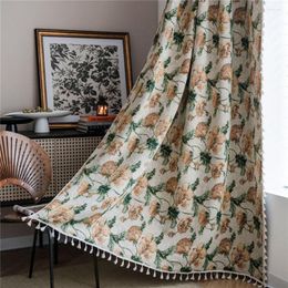 Curtain Boho Geometric Bohemian For Bedroom Living Room Cotton Jacquard Printed Decorative With Tassel Home Decoration