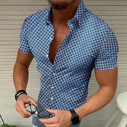 designer casual plaid shirt shirts print mens mens loose short sleeve shirt luxury t-shirt highquality tees size S-3XL Clothing320V