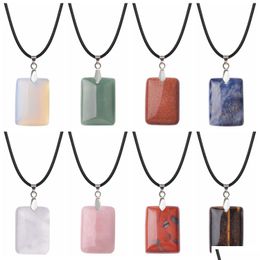 Pendant Necklaces Mixed Stone Chakra Charm Gemstone Rec Pendants Crystal Quartz For Diy Necklace Jewelry Making Drop Delivery Dhgarden Dhv9L