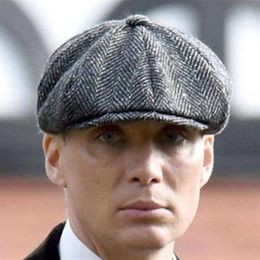 Wool Newsboy Caps Men Herringbone Flat Caps Gatsby Cap Woollen Golf Driving Hats Vintage Inspired Hat Winter Peaky Blinders304f