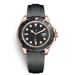 Mens Watch 40mm Rubber Strap Rose gold Automatic Movement Mechanical Stainless Steel Mens Watches Master Male Wristwatch Yacht Wat2273