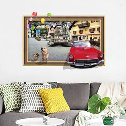 Wall Stickers Living Room Home Decorative 3D Reative Old Po Style City Kids Children Study Bedroom Decal Poster Mural