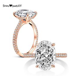 Cluster Rings Shipei 100% 925 Sterling Silver Oval Cut 5CT Real Moissanite Diamonds Gemstone Engagement Rose Gold Women Fine Jewel239m