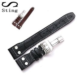 High Quality Genuine Soft Calf Leather Watch Band Strap For Iwc Mark 17 Series Watch Band 20 22mm Belt Bracelet With Rivet T190705230k