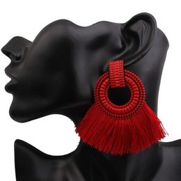 Naomy&ZP Boho Drop Earrings For Women Tassel Earrings Big Statement Vintage Dangle Red Pink Black Blue Fashion Jewelry295m