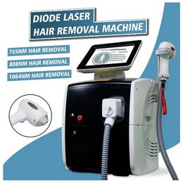 Newest 808 diode laser depilation machine 755nm 808nm 1064nm diode triple wavelength non-invasive remove body hair and shrink pore