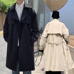 Men's Trench Coats Double Breasted Long Windbreaker Clothing With Cotton Winter Coat Loose Black Lapel Large Pocket Europe America