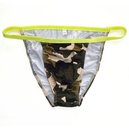 Mens String Bikini G7424 Fashional Panties Contoured Pouch Camouflage Leaves Prints Soft Comfort mens poly underwear302M