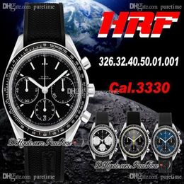 HRF Racing Cal 3330 A3330 Automatic Chronograph Mens Watch Black Texture Dial Black Rubber Edition 326 32 40 50 01 001 Pureti314S