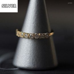 Cluster Rings Fashion Lady Simple Retro Square Round Crystal Ring Female Chic Exquisite Fine Jewelry Gift Preferred