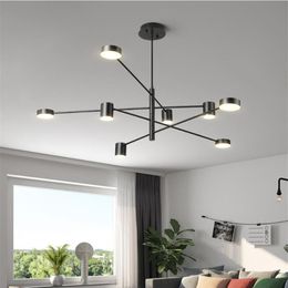 Chandeliers Modern Fashion Black Gold White Long Led Ceiling Suspended Chandelier Light Lamp For Hall Kitchen Living Room Loft Bed175M