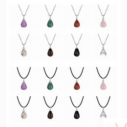 Pendant Necklaces Teardrop Gemstone Pendants Natural Drop Charms Water-Drop Crystal Stone Women Necklace For Diy Jewellery Maki Dhgarden Dhpyu