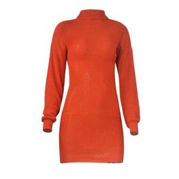 New Arrival Womens Casual Turtle Neck Long Sleeve Bodycon Sweater Sexy Dress Street Style Dresses Knitted Wool Shirt Skirt Size S-278e