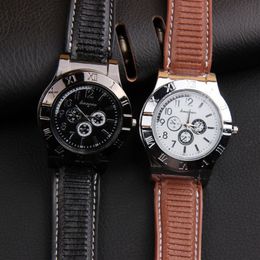 2019 New Flameless Rechargeable USB Cigarette Lighter Watches relogio masculino Clock Lighter Men's Quartz Wristwatch kol saa269z