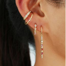 Stud Earrings 925 Sterling Silver Micro Pave Pink White Cz Horn Shape Simple Geometric Women Delicate Fashion Jewellery Gifts