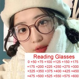 Sunglasses Vintage Tea Color Round Reading Glasses Women Men Anti Blue Light Ultralight Hyperopia Eyewear Rice Nail Small Frame Eyeglasses