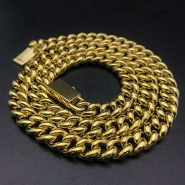 Real S925 Sterling Silver 9k 10k 14k 18k Solid Gold Cuban Chain Necklace 8mm to 18mm Smooth Solid Gold Miami Cuban Link Chain