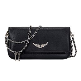 ZV Chains Bags Designer Wings Diamond-ironing Bag Women Shoulder Bag Rivet Handbag Crossbody Purse