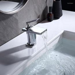 Bathroom Sink Faucets Top Quality Brass Waterfall Faucet Single Hole Handle Basin Mixer Original Design Chrome/Black