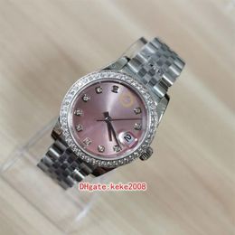 Super Women's Wristwatches 278384RBR 278384 31mm Diamond border Stainless Steel pink Dial Sapphire jubilee bracelet Automatic232Z
