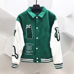 Men Embroidery Varsity Jacket Unisex Fashion Oversized Hip Hop Baseball Jackets Leather Sleeve Hi Street Loose Fit Letterman Coat 271m