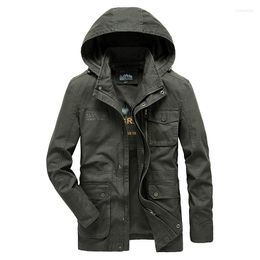 Men's Jackets 2023 Spring Autumn Europe Military Casual Style High Quality Cotton Khaki Army Hooded Jacket Coat Man Black Coats