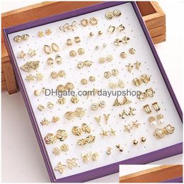 Stud Pairs/Box Womens Stainless Steel Earrings Colour Round Hypoallergenic Jewellery Box Fashion Giftstud Drop Delivery Dhtvv