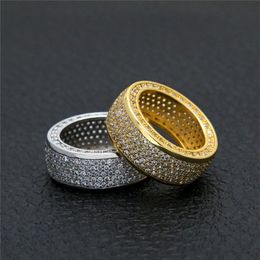 Hiphop Rapper Ring For Men New Fashion Hip Hop Gold Silver Ring Bling Cubic Zirconia Mens Ice Out Jewelry3046