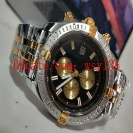 -Selling Evolution B13356 18K Yellow Gold Chronograph Quartz Men's Sport Wrist Watches Stainless steel Black Dial Date Me2848